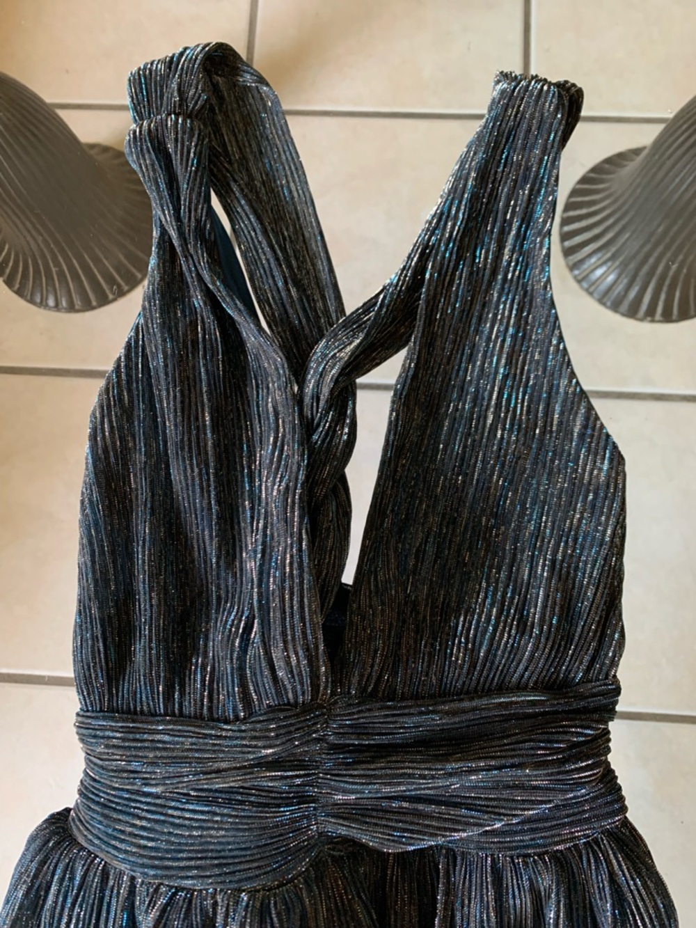 Metallic V‑Neck Mini Dress - Picture 2 of 10